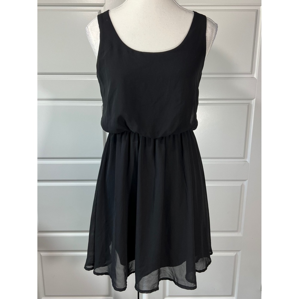 Lush Black Sleeveless Mini Dress Casual Party Flowy Lined Summer‎ Women Size XS